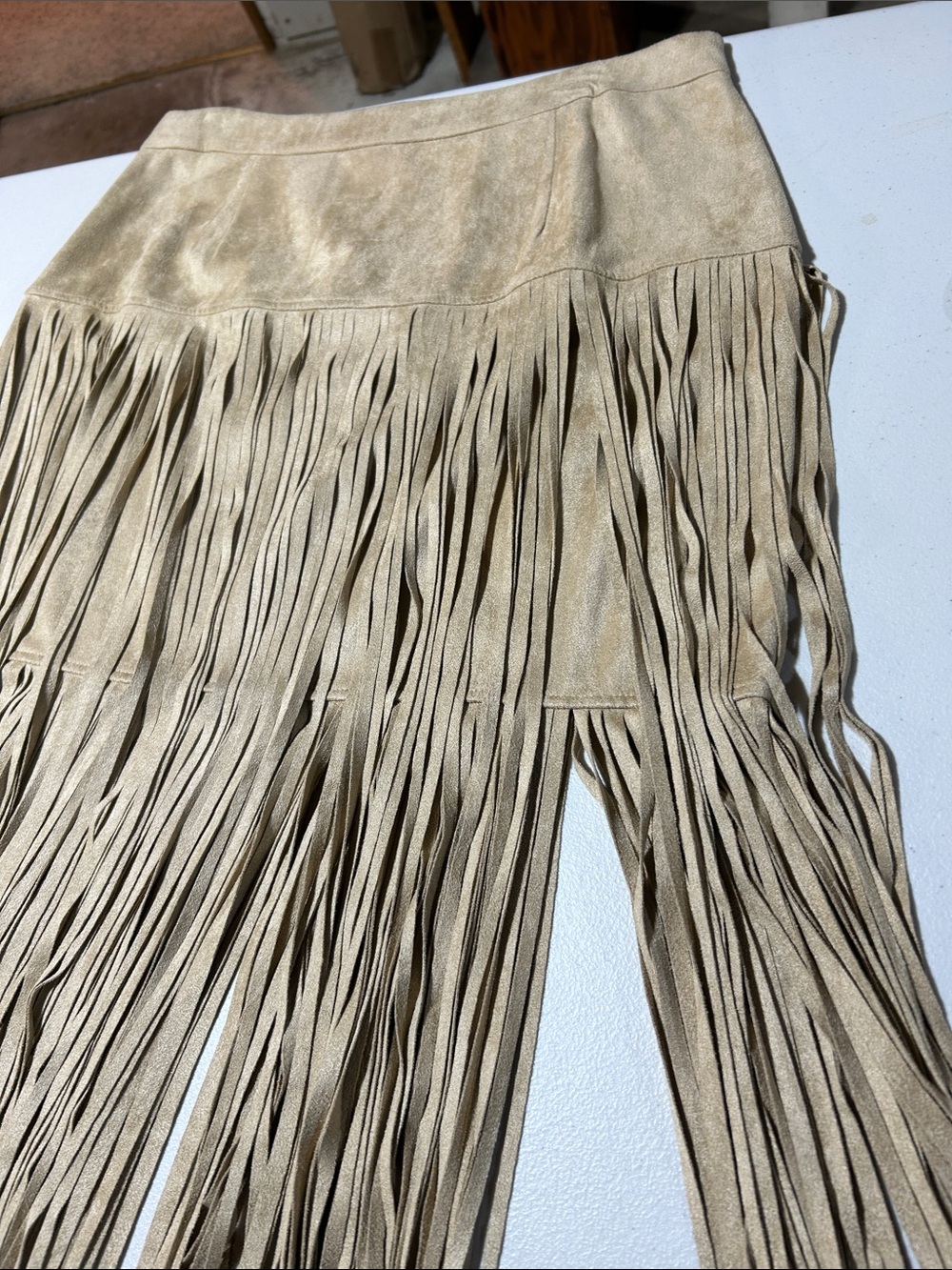 Klane’s Fringe Suede Mini Skirt Beige - new & never worn - Picture 3 of 3